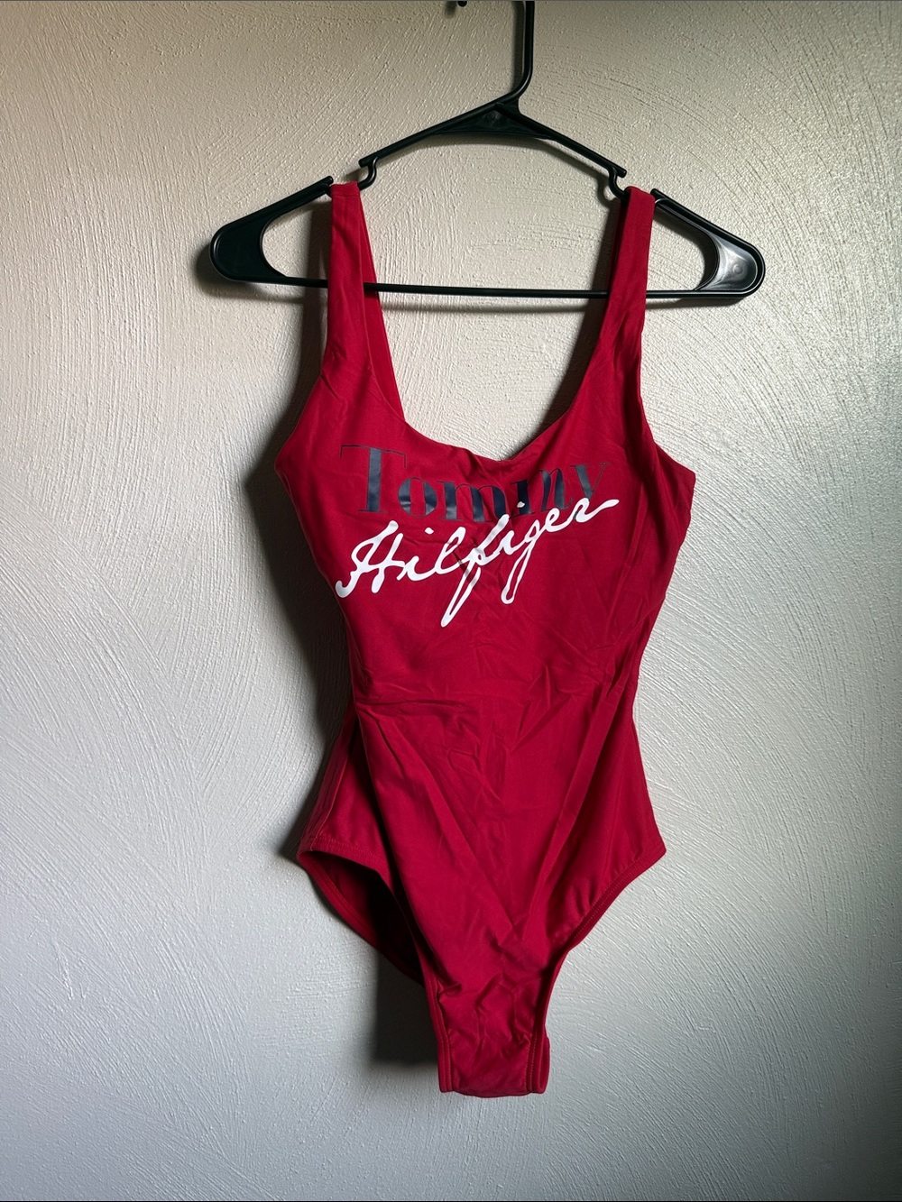 Tommy Hilfiger Red Logo Scoop One-Piece Swimsuit